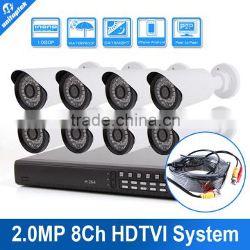 HD TVI Kit With 8Pcs 2.0MP 1080P CCTV TVI Camera 8Ch 1080P HD TVI DVR System