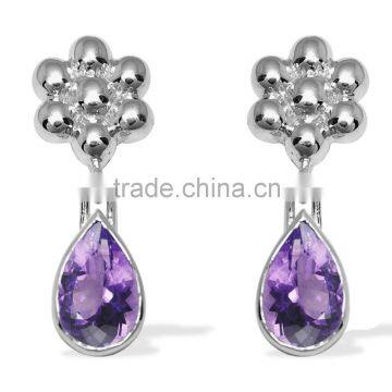 Beautiful Fine Quality Natural Amethyst 925 Sterling Silver Gemstone Earrings