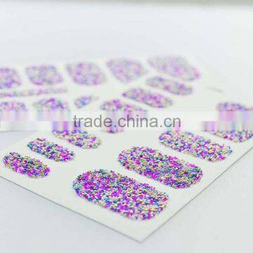 Custom shinning 3D purple caviars nail art sticker caviar mini beads nail decals manicure nail stcikers