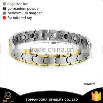 Fashion Polished Shiny Tungsten Carbide Beveled with Germanium Magnetic Energy Element Snake-Link Tungsten Energy Bracelets