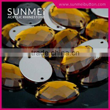 Hot Sale Non Hot-Fix Oval Shaped Sewing Plastic Crystal Rhinestones for Abaya