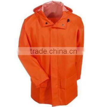 Orange Waterproof Seamless Polyester Rain Jacket