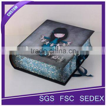 Ribbon Book Shape Design Custom Christmas Paper Gift Card Box