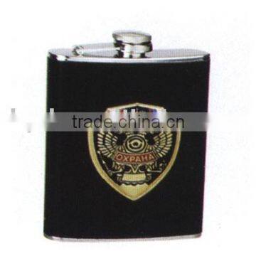 9oz skin-wrapped stainless steel hip flask