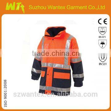 100% polyester with pu coating waterproof reflective working winter man working jacket parka