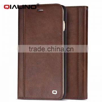 QIALINO Genuine Leather Case For Cell Phone Accessories, Leather Wallet card slot For iPhone 6