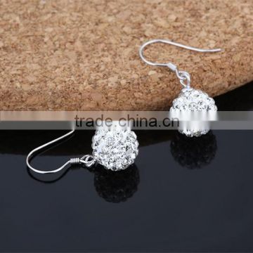 10mm hanging Shambhala ball crystal beaded wholesale sterling silver earring hooks