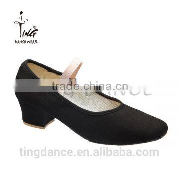 2015 wholesale comfortable low heel black canvas women shoes with elastic