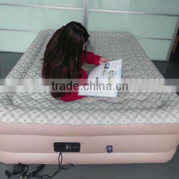 flocked inflatable full size air bed with built-in pump/Air mattress