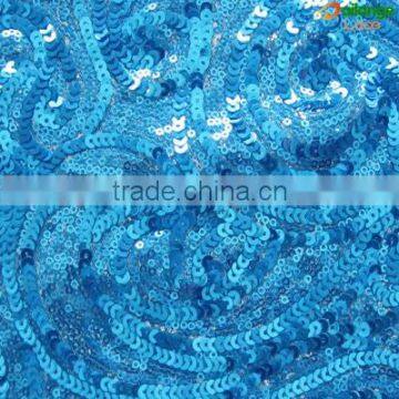 Elegant sequin blue willow fabric embroidery design