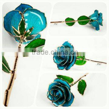 24K Gold Dipped Plated Trimmed Real Flower Rose Decorative photo-3