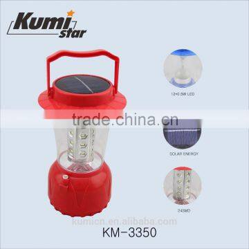 24SMD/12*0.5W LED rechargeable solar camping lantern with USB KM-3350