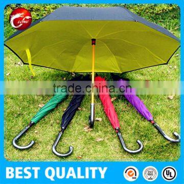 Windproof Reverse Folding Double Layer Inverted Umbrella,Self Standing Inside Out Rain Protection Umbrella With C-shaped Handle photo-3
