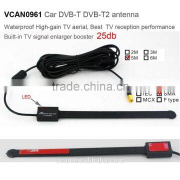 2015 New Arrivel VCAN0961 Car DVB-T DVB-T2 Digital TV antenna aerial built-in signal enlarger booster