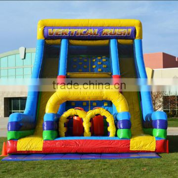 vertical rush inflatable slide adults climbing wall and Dry slide combo games