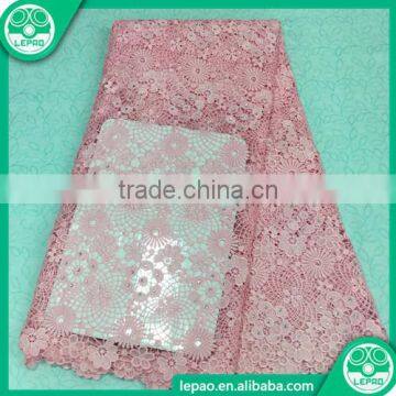 100% Polyester Teal Nigerian Cord Lace Wholesale Stock Fabric, Embroidered High Quality Cupion Lace Fabric for Women photo-3