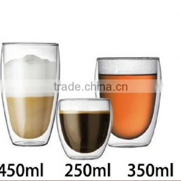 Hot selling household for Christmas good price factory double wall borosilicate glass cup