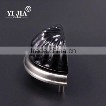 jet black half round brushed satin nickel glass knob