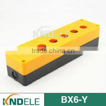 six hole yellow and black push button plastic station electrical control box BX6-Y