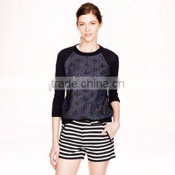 Wholesale New Design Girl's Shorts TEXTURED STRIPE SHORT IN NAVY