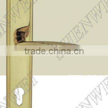 11-836 PB brass door handle on plate