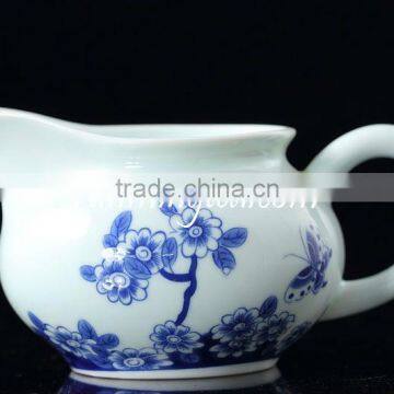 "Butterflies Lingering Over Flowers" Painting Blue & White Pitcher, 200cc/pitcher