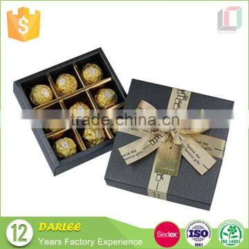 Factory price custom logo printed rectangle paper diy chocolate packaging box with ribbon