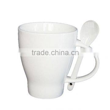 GRS customized logo ceramic coffee mug with spoon