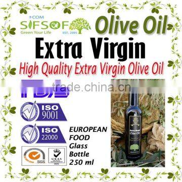 Cold Pressed Extra Virgin Olive Oil. A'Quality Extra Virgin. 100% Extra Virgin Olive Oil. Dorica Glass bottle 250 mL