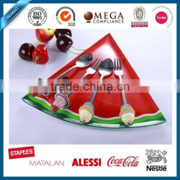 Reusable stainless steel spoon and fork set with poly handle for dessert