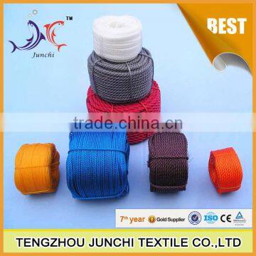 Junchi twisted braided colorful pp mooring rope