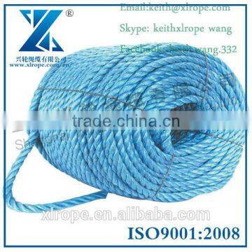 Low friction 3 strand polypropylene line