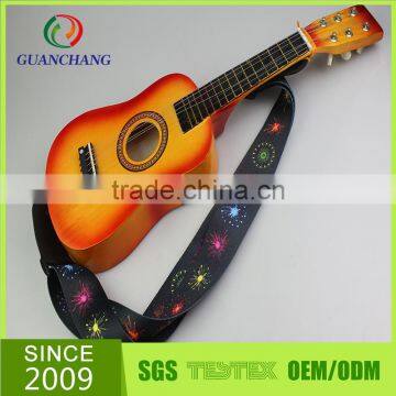 wholesale fashion high quality new premium leather ends sublimation woven guitar belt straps for promoting