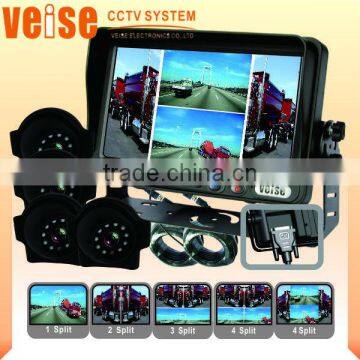 New - Quad Monitor For Trailer with 7 inch TFT LCD monitor + 4 CCD camera + 15M extension cable