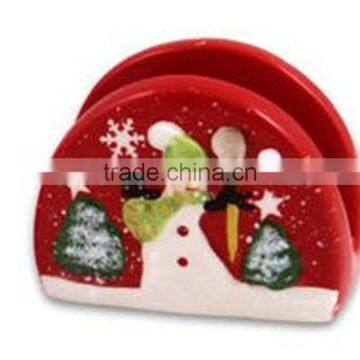 Personalized Handmade Color Glazed Decorative Ceramic Snowman Christmas Napkin Holder