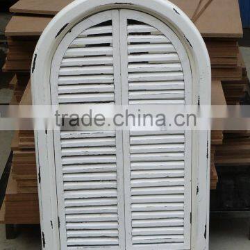 French Shabby Chic Antique Vintage Style White Wall Mirror With Shutters photo-4