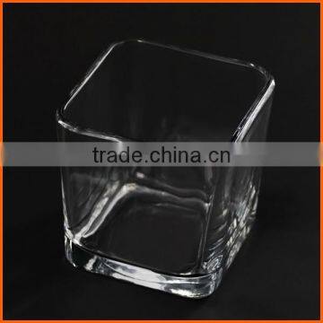 Factory price cheap square glass candle container