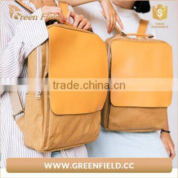 Washable Kraft Paper Comfortable Backpack Hot Sell Brown Kraft Paper High School Backpack photo-6