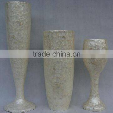 Slender Scale Shape Buff-colored Man-made GRP/FRP Flower Pot Set