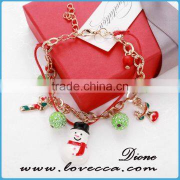 Christmas Snowman Gift Jewelry Bead Charm Bracelets With Christmas Elements photo-4