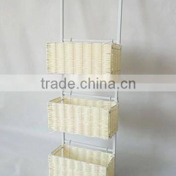 3 Tiers Over the Door Metal and Plastic Hanging Basket Storage Shelf Plastic Basket photo-4
