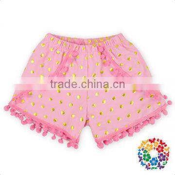 Summer Baby Toddler Girls' Polka Dot Pom Pom Trim Beach Shorts photo-2