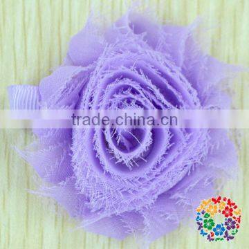 2015 Wholesale Beautiful Purple Artificial Chiffon Flower Shabby Flower Hair Clips For Kids & Girls photo-2