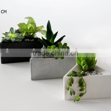 Set of 3 black / white / grey Triangle Concrete Air Planter pot