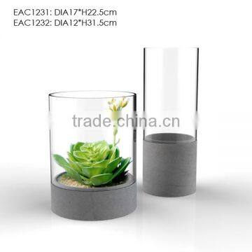 Indoor Desktop Concrete Plant Pot / Glass Plant Pot photo-2