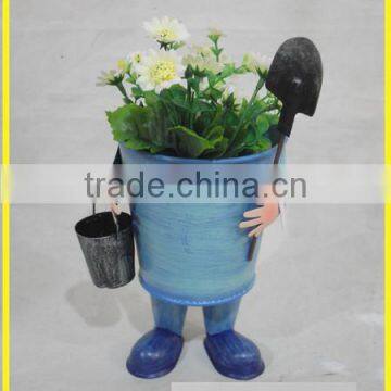 YS11953 Funny Metal Decorative Flower Pot With Foot Handmade Plant Pot photo-4
