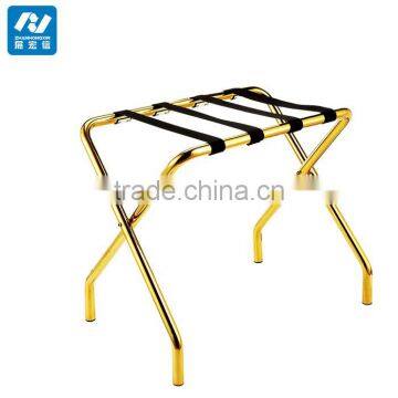 China wholesale Gold Stainless steel bedroom folding luggage rack for hotel