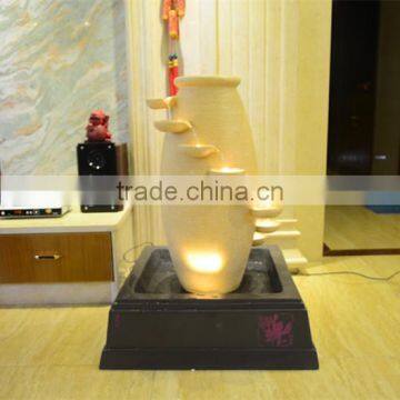 Garden design resin white water features show with LED lights fountain