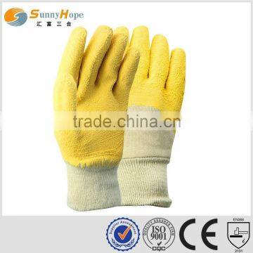 knit wrist yellow rubber latex Work Gloves