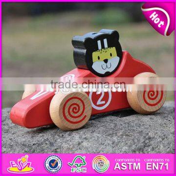 2017 New design kids funny animals wooden toy cars W04A333